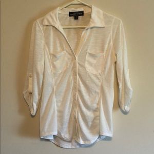 Almost Famous L White Button up Blouse!
